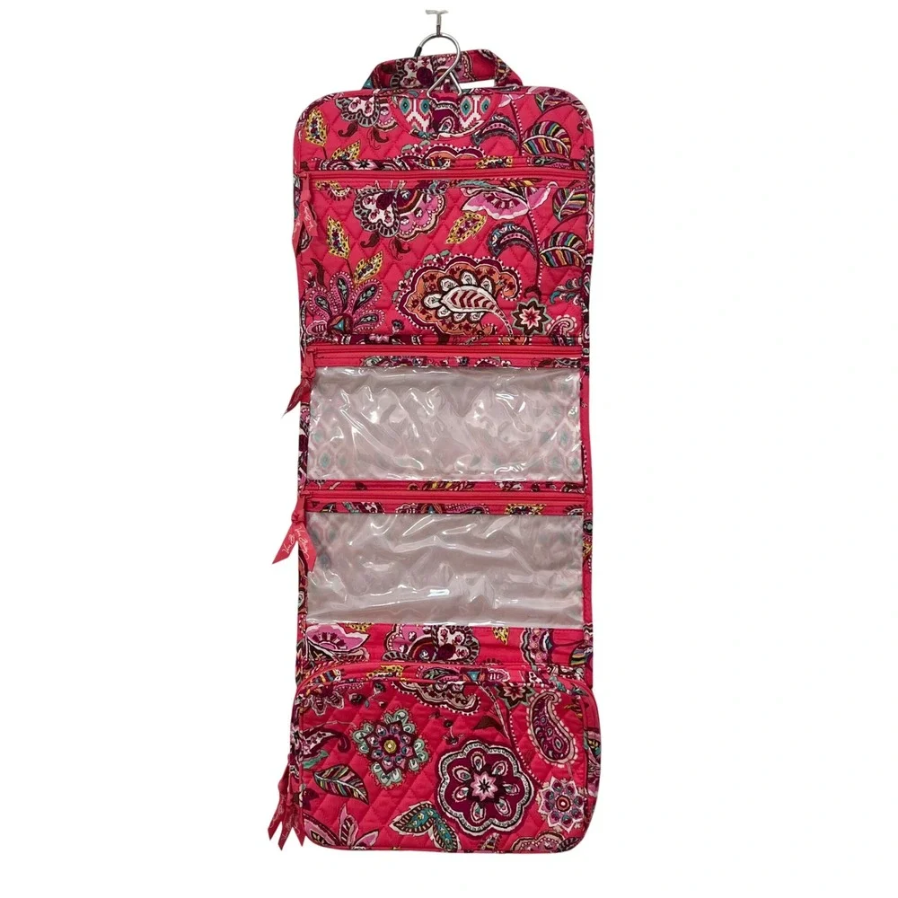 Vera Bradley Call Me Coral Hanging Travel Organizer Paisley Quilted Toiletry Bag